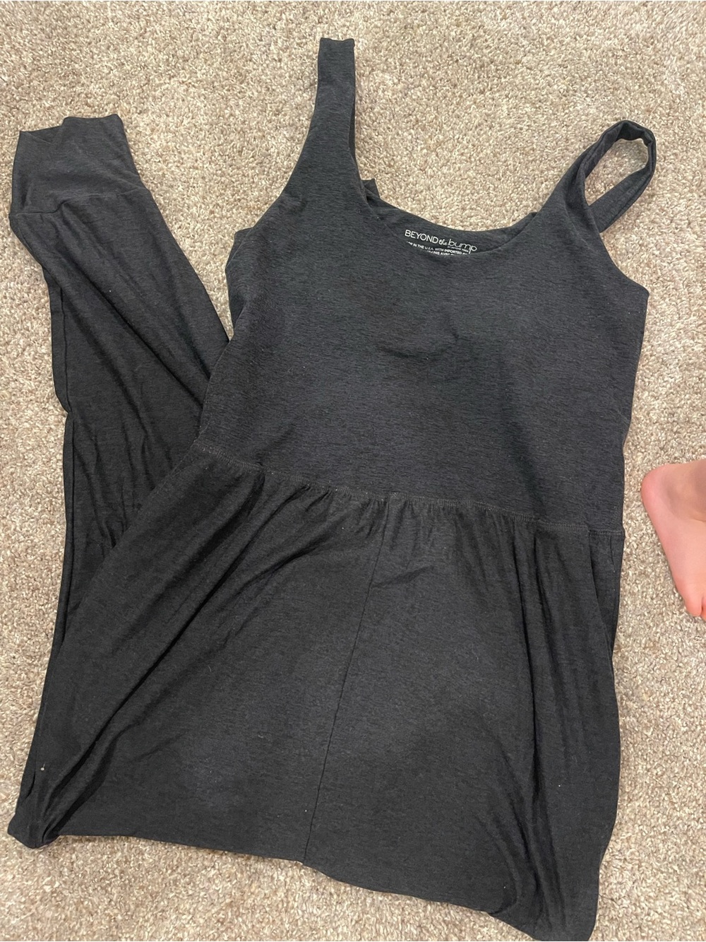 Beyond Yoga Beyond the bump space dye charcoal grey jumpsuit (loose fitting)